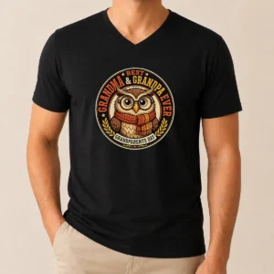 Original Funny Grandparents Day Best Grandma Grandpa Mascot Badge V-Neck Shirt