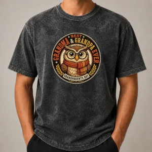 Original Funny Grandparents Day Best Grandma Grandpa Mascot Badge Washed T-Shirt