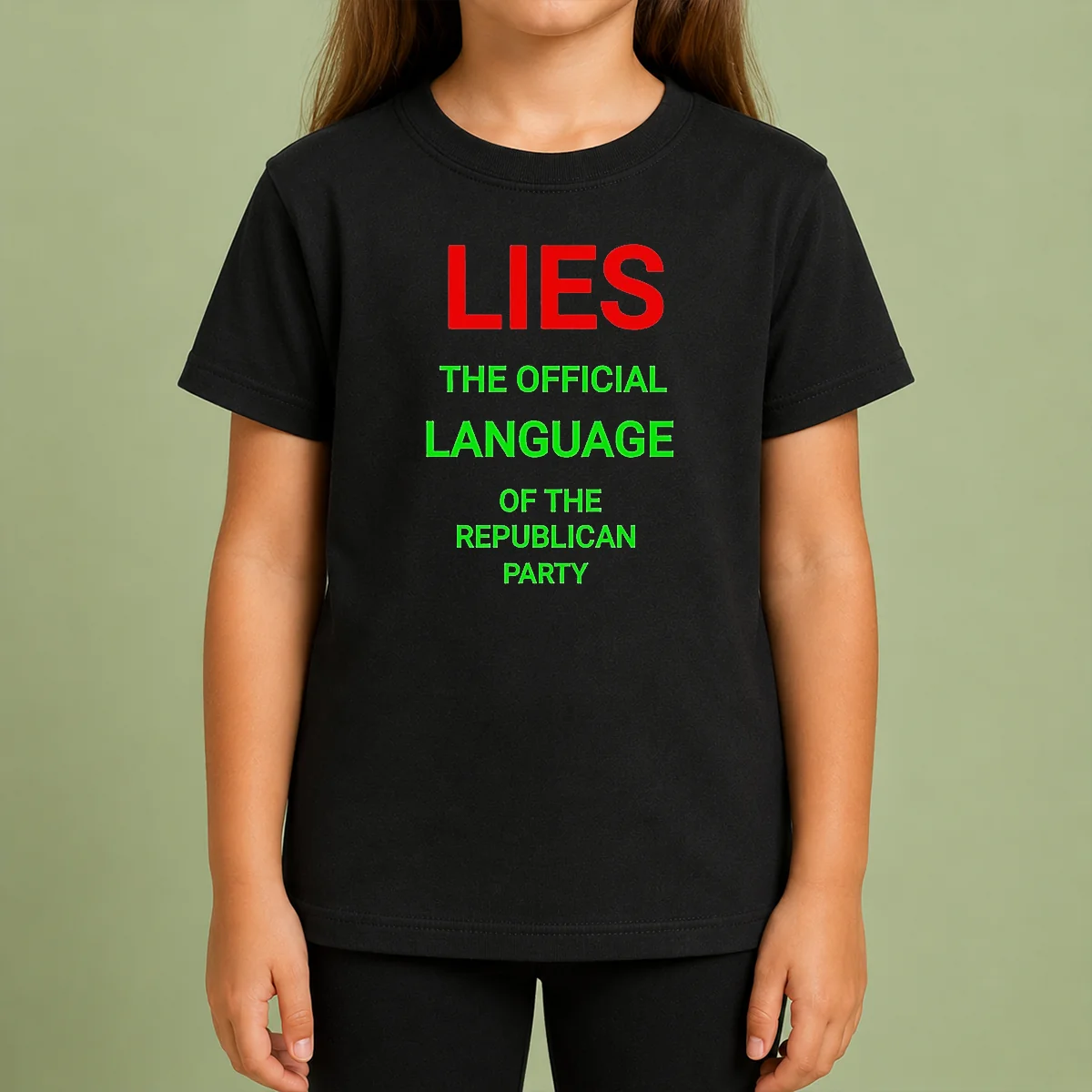 Original Lies The Official Language Of The Republican Party Kids T Shirt Original Lies The Official Language Of The Republican Party Kids T Shirt featuring bold text on a comfortable cotton fabric