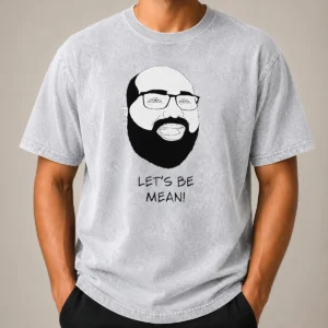 Original Michael Stevens Lets Be Mean Vsauce Youtube Washed T Shirt in soft cotton fabric, displayed on a flat surface