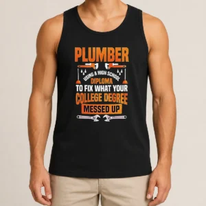 Original Plumber High School Diploma College Degree Messed Up Tank Top