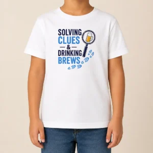 Original Solving Clues And Drinking Brews Kids T-Shirt