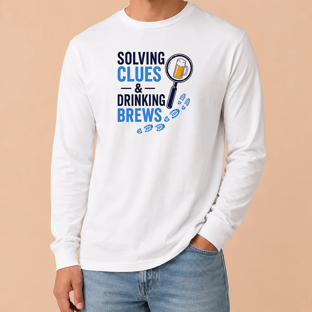 Original Solving Clues And Drinking Brews Long Sleeve Shirt Original Solving Clues And Drinking Brews Long Sleeve Shirt