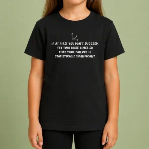 Original Statistically Significant Failure Funny Geek Kids T Shirt in vibrant colors, comfortable cotton fabric, short sleeve