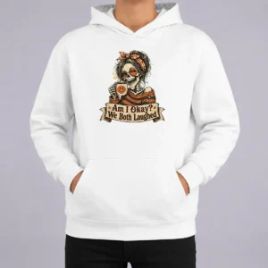 Original Vintage Funny Halloween Skeleton Girl Coffee Hoodie