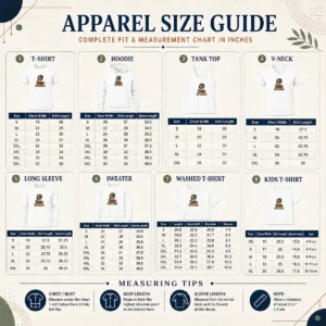 Size chart for Original Vintage Funny Halloween Skeleton Girl Coffee with measurements in inches and cm