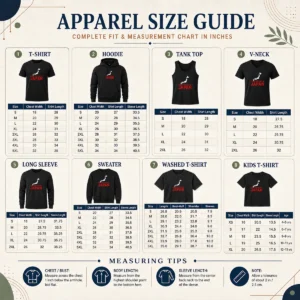 Size chart for Premium Islamic Republic Of Japan with measurements in inches and cm