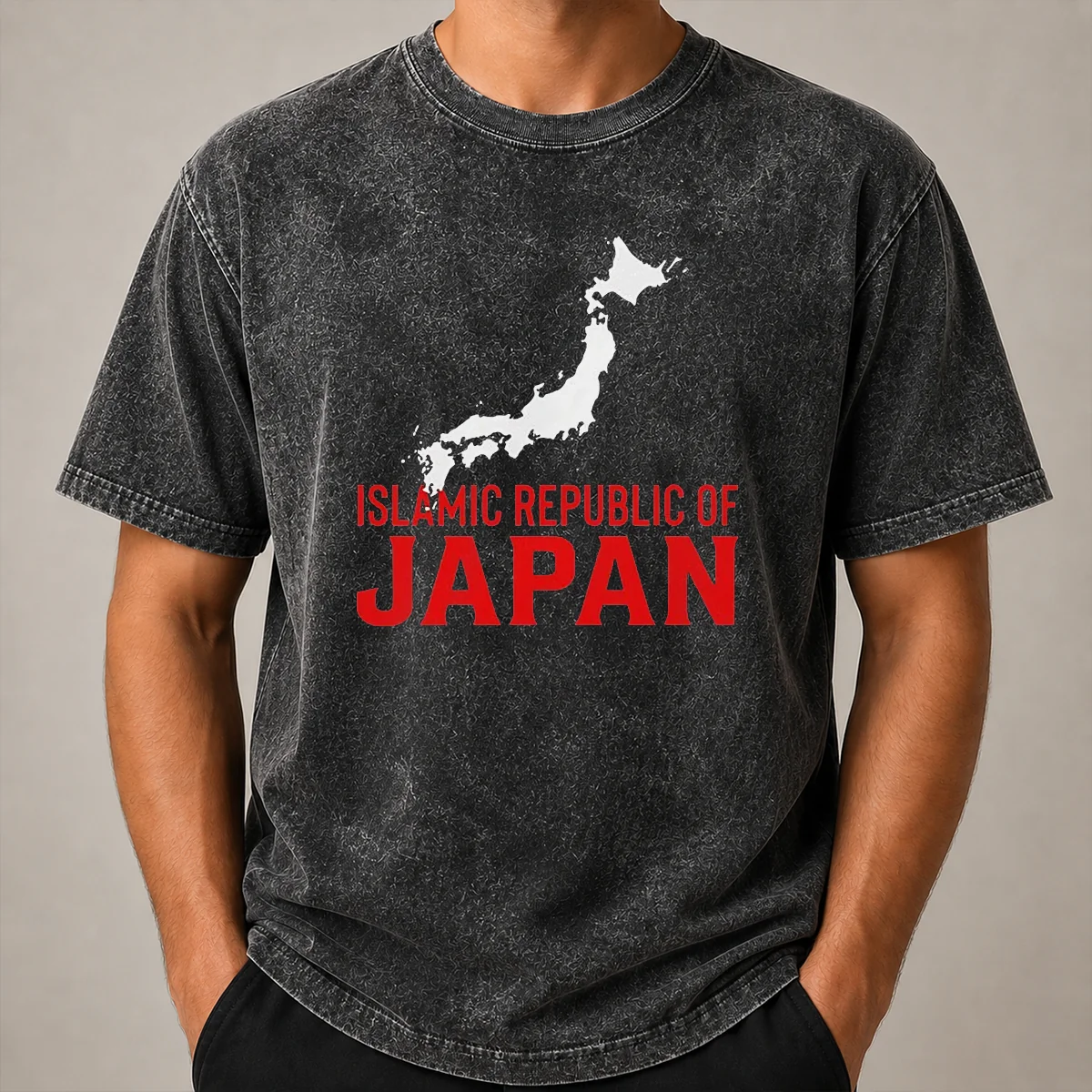 Premium Islamic Republic Of Japan Washed T Shirt Premium Islamic Republic Of Japan Washed T Shirt showcasing soft fabric and vintage washed texture in a classic fit
