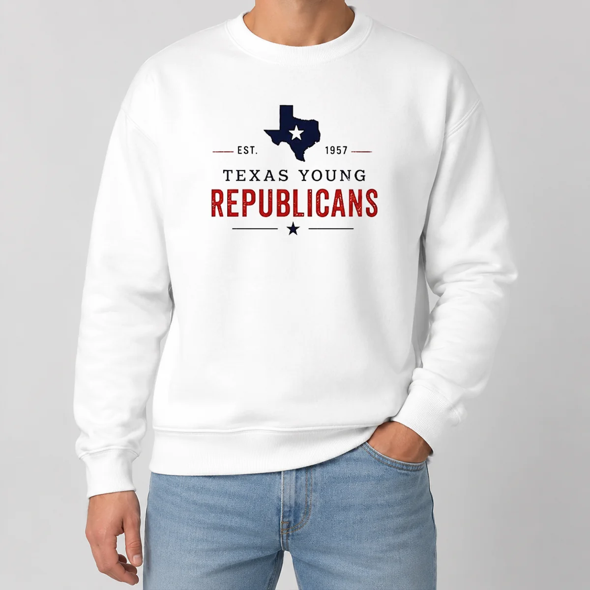 Premium Pretty Texas Young Republicans Est 1957 State Of Texas Political Organization Logo Sweater Premium Pretty Texas Young Republicans Est 1957 State Of Texas Political Organization Logo sweater in charcoal grey with front print