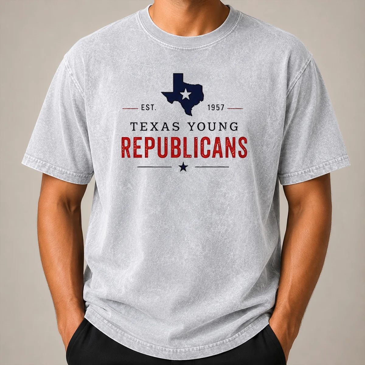 Premium Pretty Texas Young Republicans Est 1957 State Of Texas Political Organization Logo Washed T Shirt Premium Pretty Texas Young Republicans Est 1957 State Of Texas Political Organization Logo on a washed t shirt with a soft vintage finish