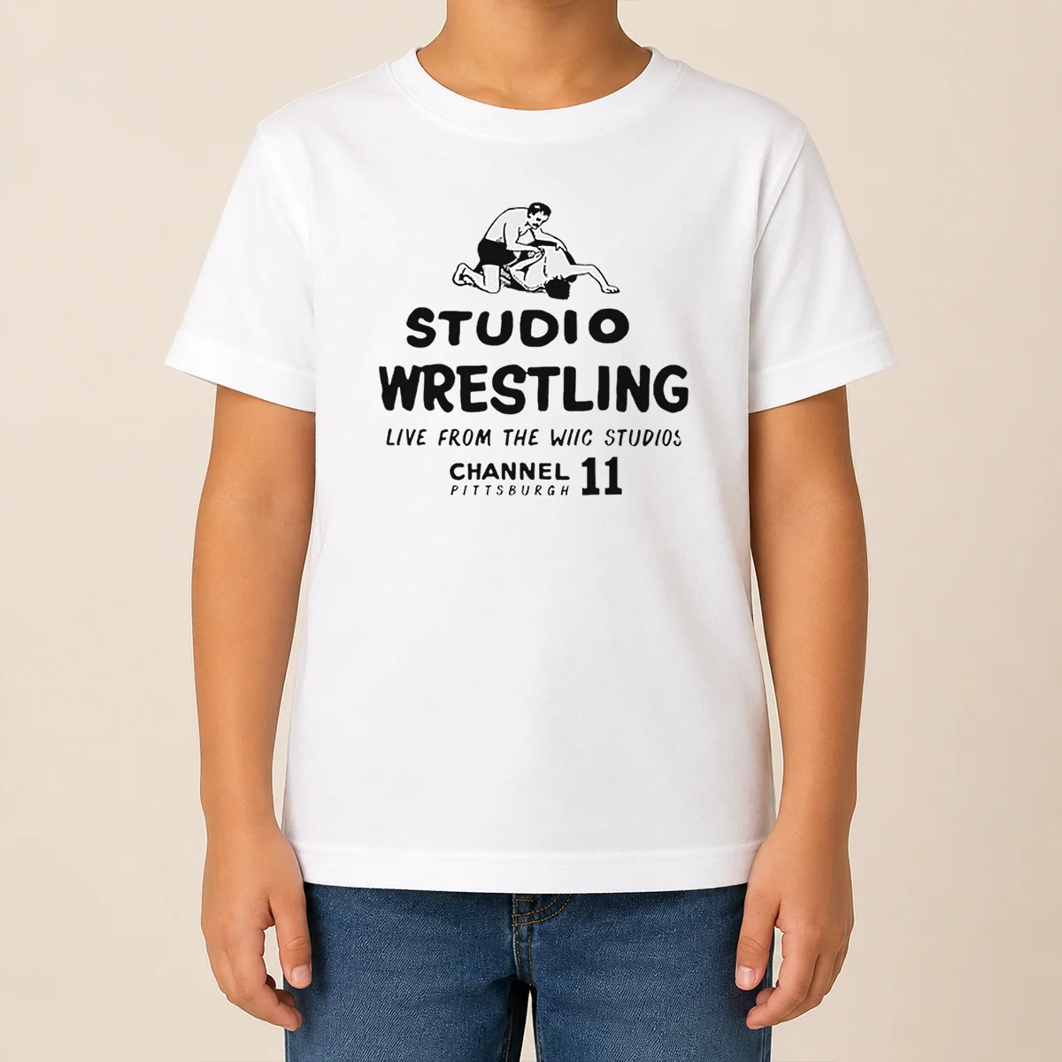 Premium Studio Wrestling Live From The WIIC Studios Channel 11 Pittsburgh Kids T Shirt Premium Studio Wrestling Live From The WIIC Studios Channel 11 Pittsburgh Kids T-Shirt