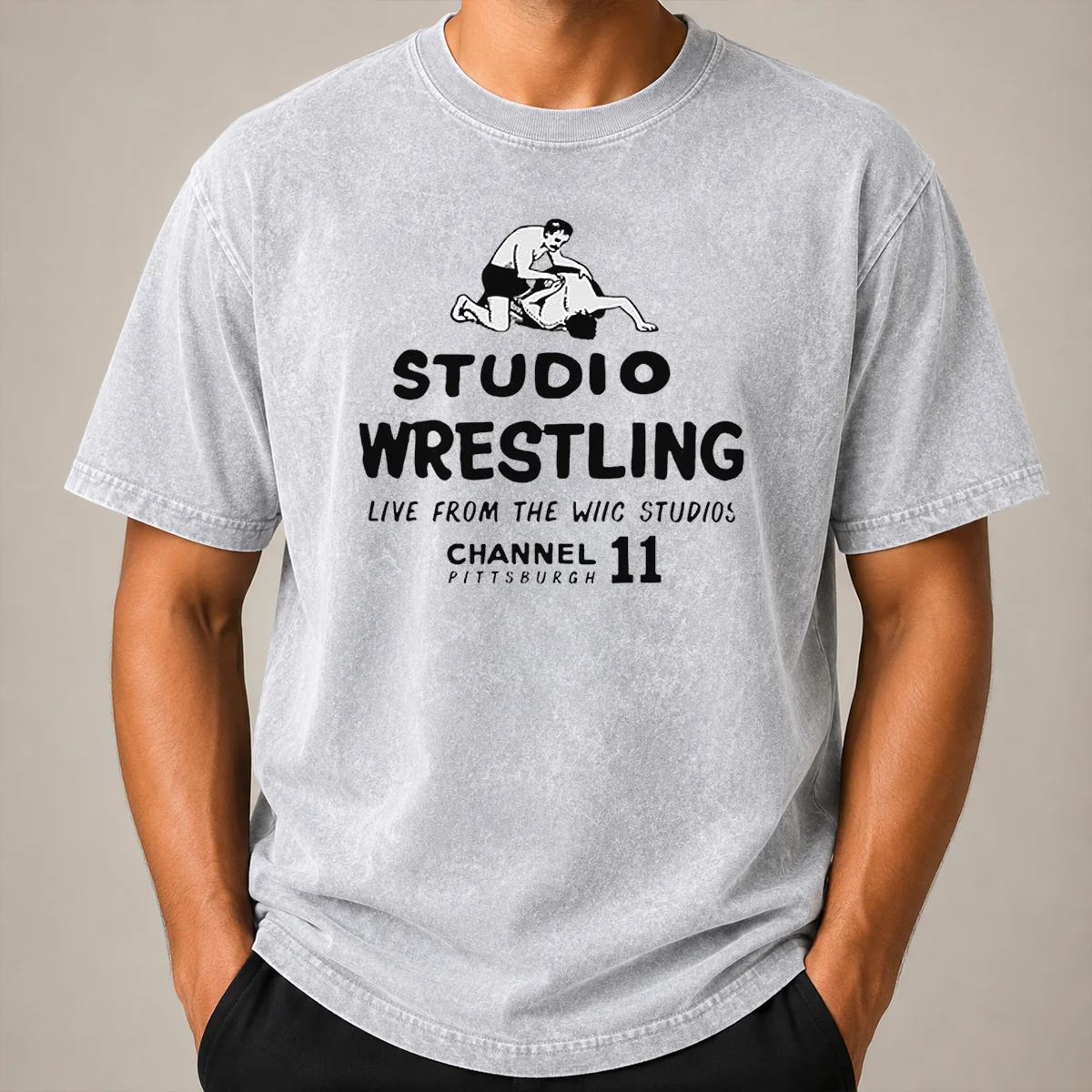 Premium Studio Wrestling Live From The WIIC Studios Channel 11 Pittsburgh Washed T Shirt Premium Studio Wrestling Live From The WIIC Studios Channel 11 Pittsburgh Washed T-Shirt