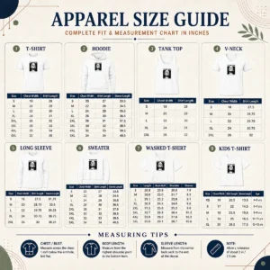 Size chart for Premium Thank God We Are Not Forever Skull Art Memento Mori with measurements in inches and cm