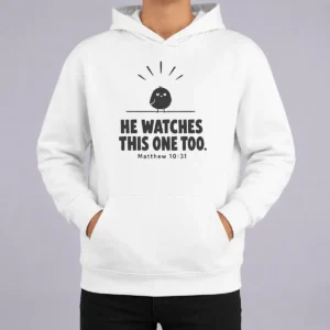 Premium Top Bible Verse Sparrow Matthew 10 31 He Watches This One Too Christian Faith Hoodie
