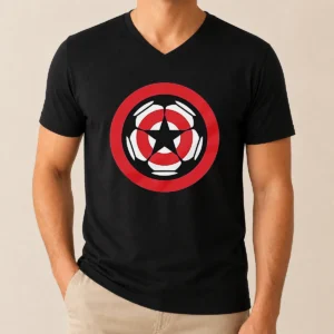 Pretty Captain America Marvel Cinematic Universe UEFA Champions V-Neck Shirt