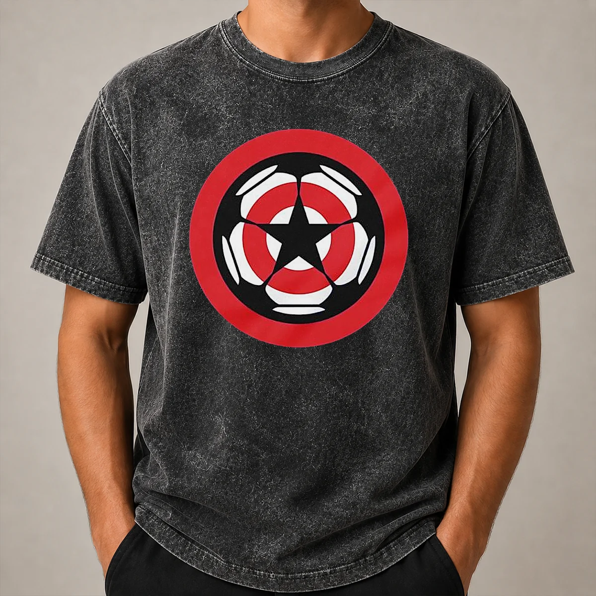 Pretty Captain America Marvel Cinematic Universe UEFA Champions Washed T Shirt Pretty Captain America Marvel Cinematic Universe UEFA Champions Washed T-Shirt