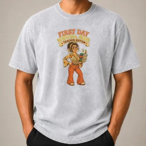 Pretty First Day Survival Teacher Vintage Washed T-Shirt
