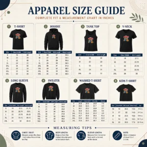 Size chart for Pretty Hot Grandparents Day Best Grandparents Ever Graffiti with measurements in inches and cm