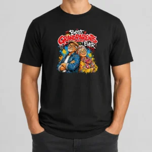 Pretty Hot Grandparents Day Best Grandparents Ever Graffiti t shirt in black, short sleeve casual tee