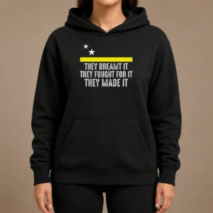 Pretty Hot Uracao Flag They Dreamed It Fought For It Hoodie in black with front graphic print