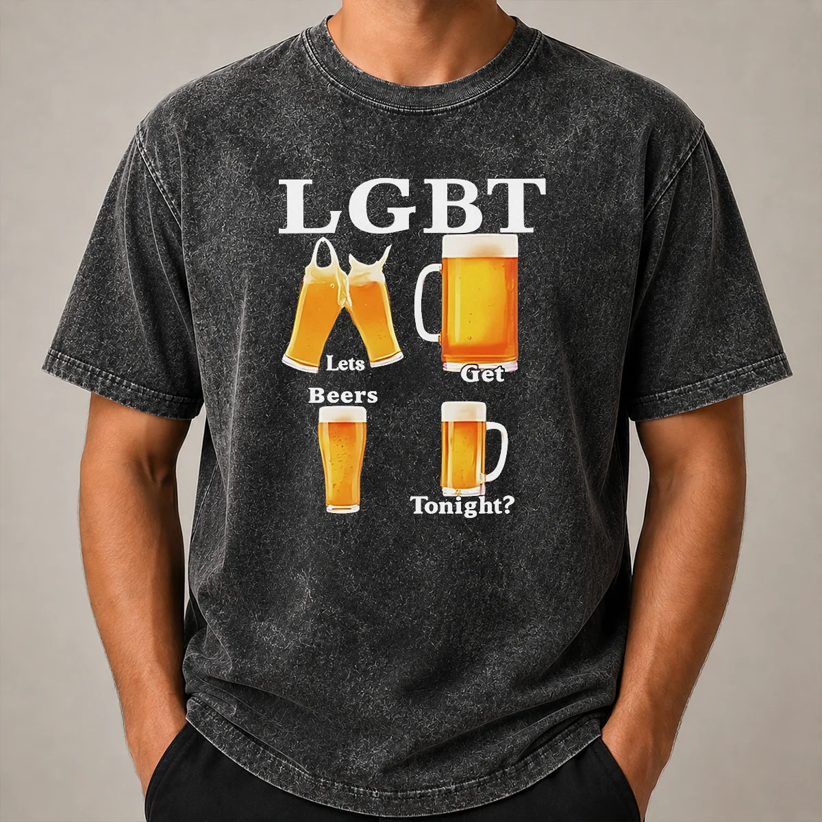 Pretty LGBT Lets Get Beers Tonight Beer Drinking Humor Washed T Shirt Pretty LGBT Lets Get Beers Tonight Beer Drinking Humor Washed T-Shirt