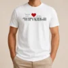 Pretty Peace Love And Whhy Kiiikiii t shirt in white with colorful graphic print, front view