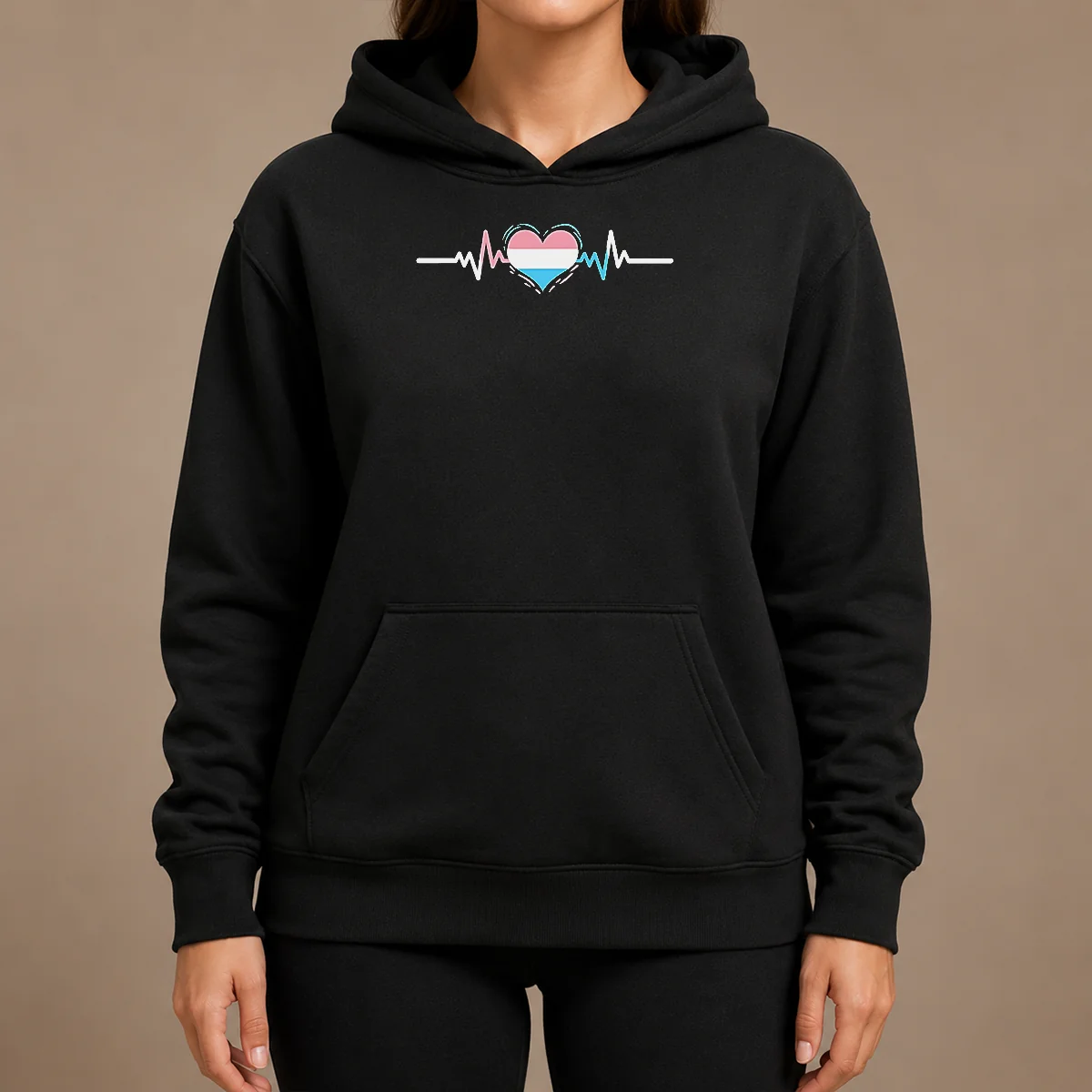 Pretty Premium Transgender Pride Flag Heart Heartbeat Line Hoodie Pretty Premium Transgender Pride Flag Heart Heartbeat Line Hoodie in soft fabric with vibrant colors and front pocket