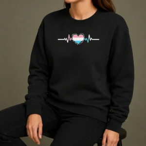Pretty Premium Transgender Pride Flag Heart Heartbeat Line Sweater
