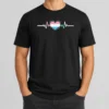 Pretty Premium Transgender Pride Flag Heart Heartbeat Line t shirt in a classic fit, displayed on a white background