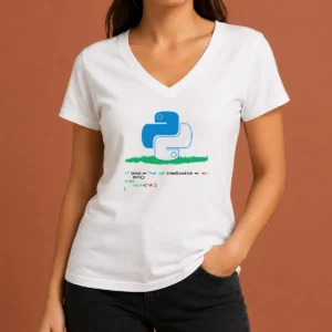 Pretty Python Dont Tread On Me Code Pun Geek V Neck Shirt in black with short sleeves and relaxed fit