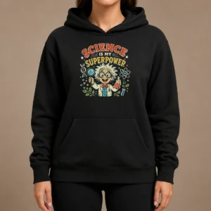 Pretty Science Is My Superpower Vintage Hoodie in soft fabric with front pocket and drawstring hood