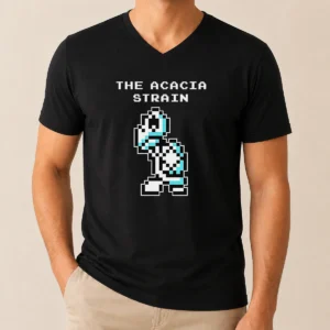 Pretty The Acacia Strain 8 Bit Pixel Art Robot V Neck Shirt featuring pixel art robot design on a comfortable v neck garment