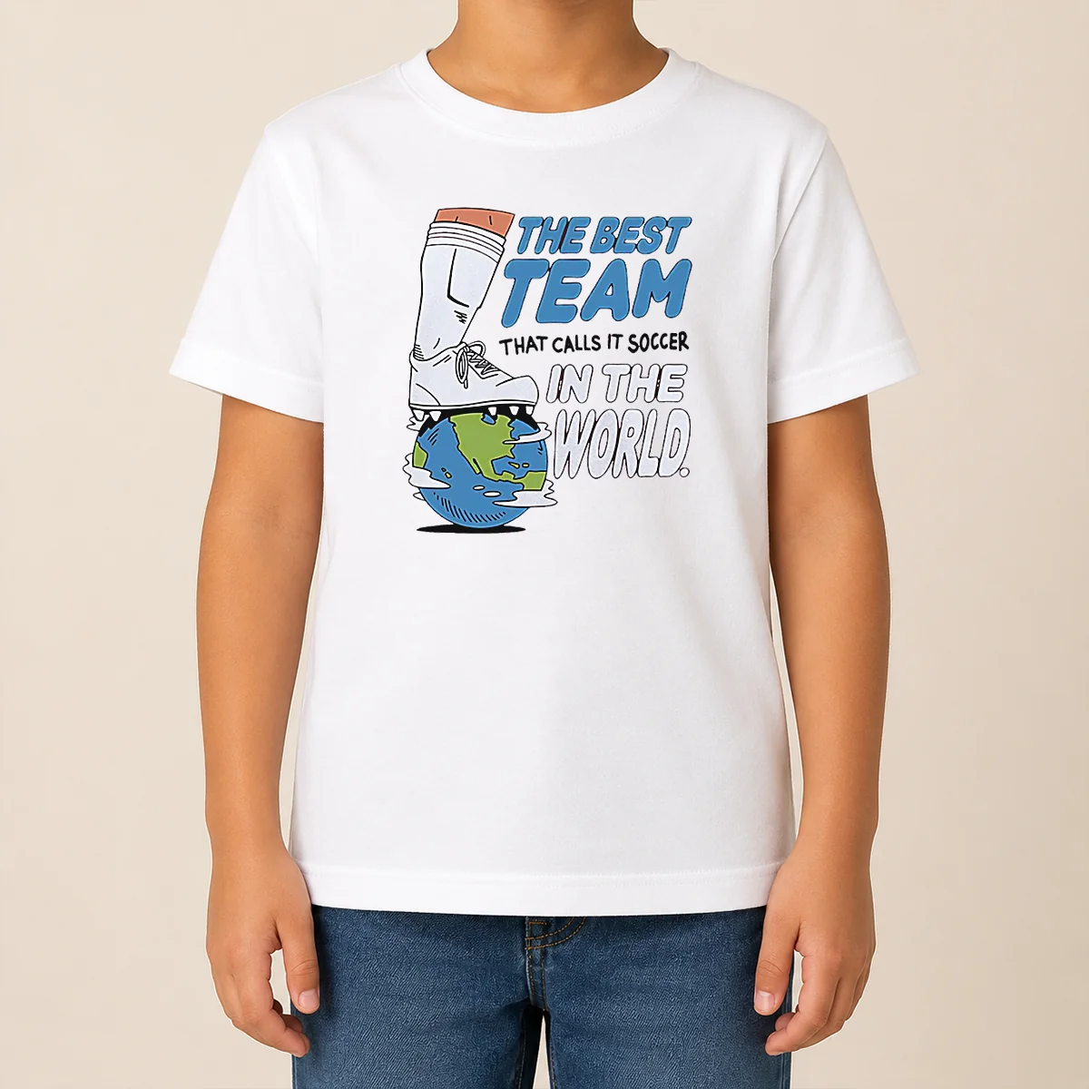 Pretty The Best Team That Calls It Soccer In The World Kids T Shirt Pretty The Best Team That Calls It Soccer In The World kids t shirt in bright colors with bold text design