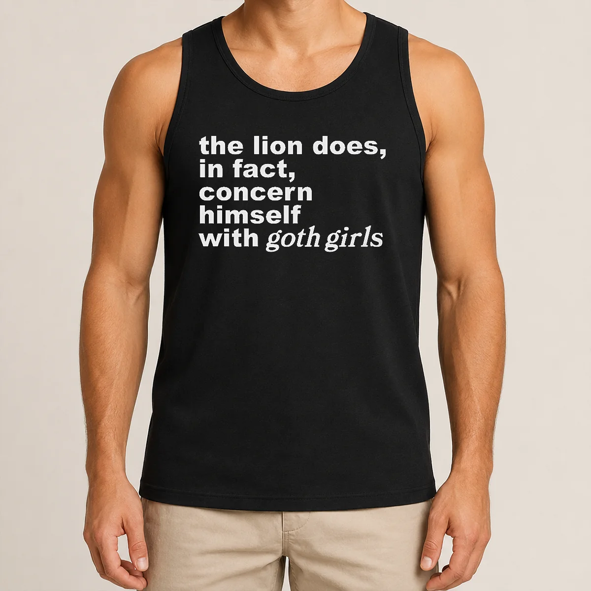 Pretty The Lion Does In Fact Concern Himself With Goth Girls Tank Top Pretty The Lion Does In Fact Concern Himself With Goth Girls Tank Top in black, sleeveless casual wear