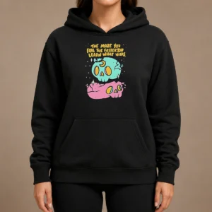 Pretty The More You Fail The Faster You Learn What Works Hoodie in black, featuring bold white text on front