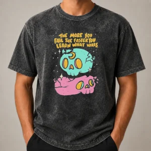Pretty The More You Fail The Faster You Learn What Works washed t shirt in light fabric with casual fit