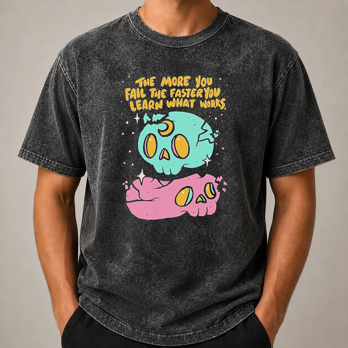 Pretty The More You Fail The Faster You Learn What Works Washed T Shirt Pretty The More You Fail The Faster You Learn What Works washed t shirt in light fabric with casual fit