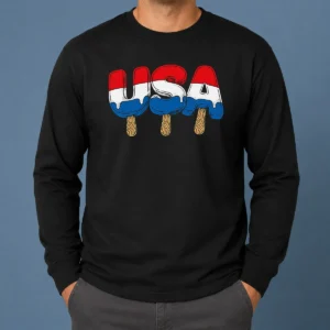 Pretty Top USA Popsicle Summer Celebrations Beach Party Long Sleeve Shirt