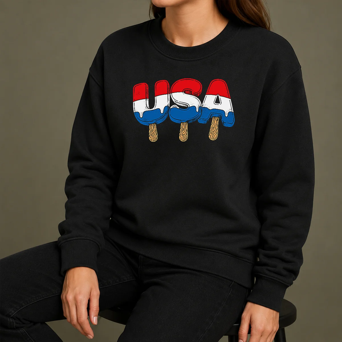 Pretty Top USA Popsicle Summer Celebrations Beach Party Sweater Pretty Top USA Popsicle Summer Celebrations Beach Party Sweater