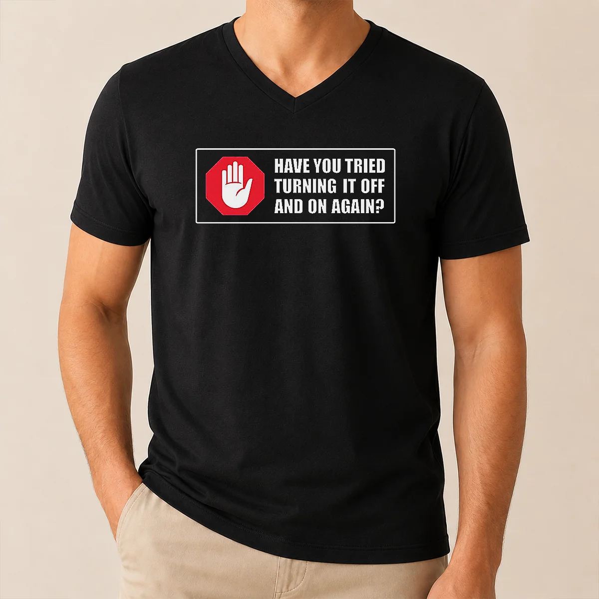 Pretty Turn It Off And On V-Neck Shirt Pretty Turn It Off And On V-Neck Shirt
