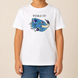 Pretty Tusks Up Blue Boar Head By Ghou Viscera Kids T Shirt featuring a vibrant blue boar head graphic on a comfortable kids cotton tee
