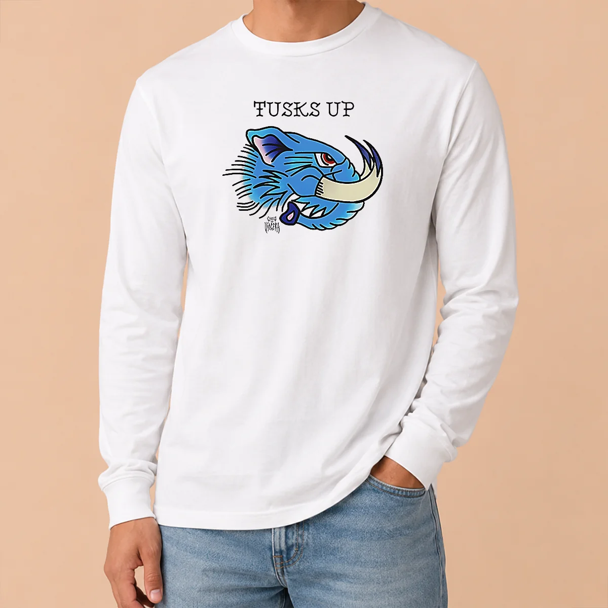 Pretty Tusks Up Blue Boar Head By Ghou Viscera Long Sleeve Shirt Pretty Tusks Up Blue Boar Head By Ghou Viscera Long Sleeve Shirt