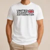 Pretty United Against Antisemitism UK Flag Anti Hate t shirt in white, short sleeve cotton tee