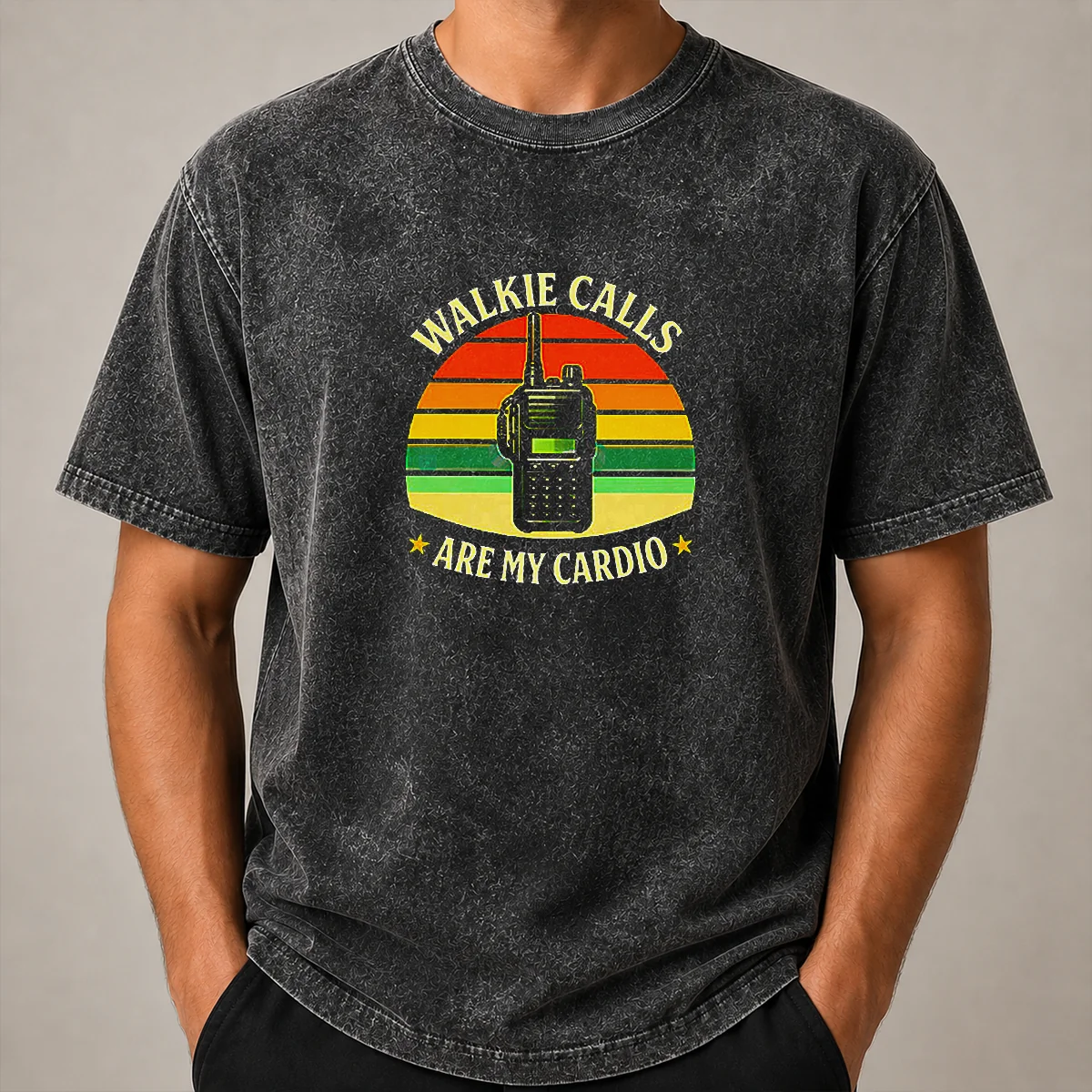 Pretty Walkie Calls Are My Cardio Geek Washed T Shirt Pretty Walkie Calls Are My Cardio Geek Washed T Shirt, soft washed cotton tee with graphic print