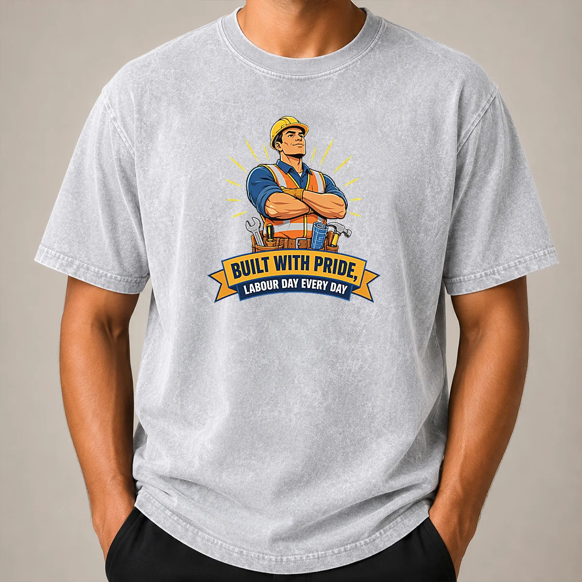 Top Hot Labour Day Proud Worker Vector Washed T Shirt Top Hot Labour Day Proud Worker Vector Washed T-Shirt