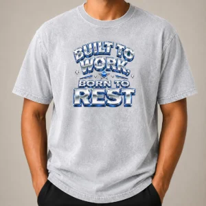 Top Nice Labour Day Pride Vintage Y2K Built To Work Washed T Shirt in soft faded fabric with classic fit