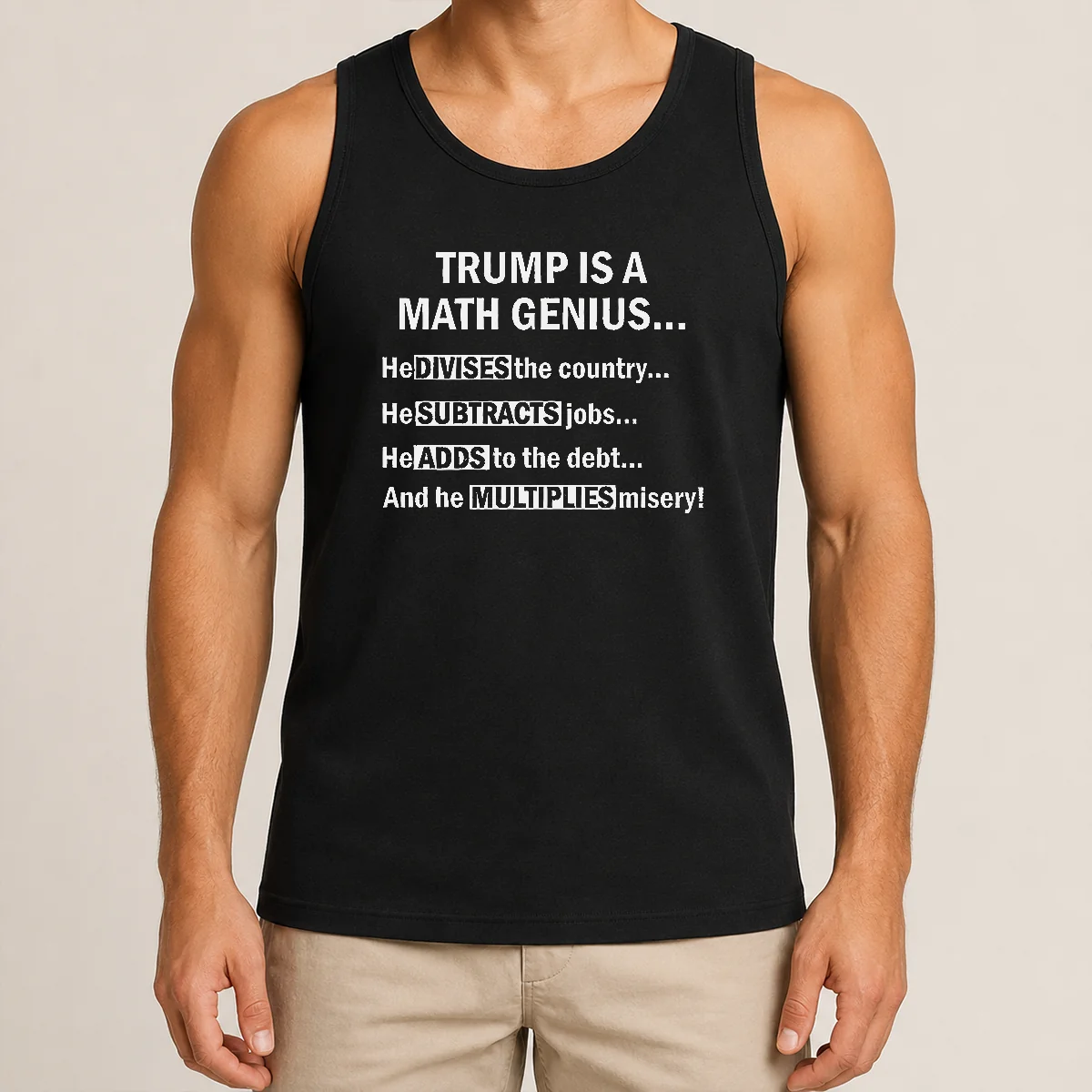 Top Trump Is A Math Genius Divides Subtracts Adds And Multiplies Political Satire Tank Top Top Trump Is A Math Genius Divides Subtracts Adds And Multiplies Political Satire Tank Top