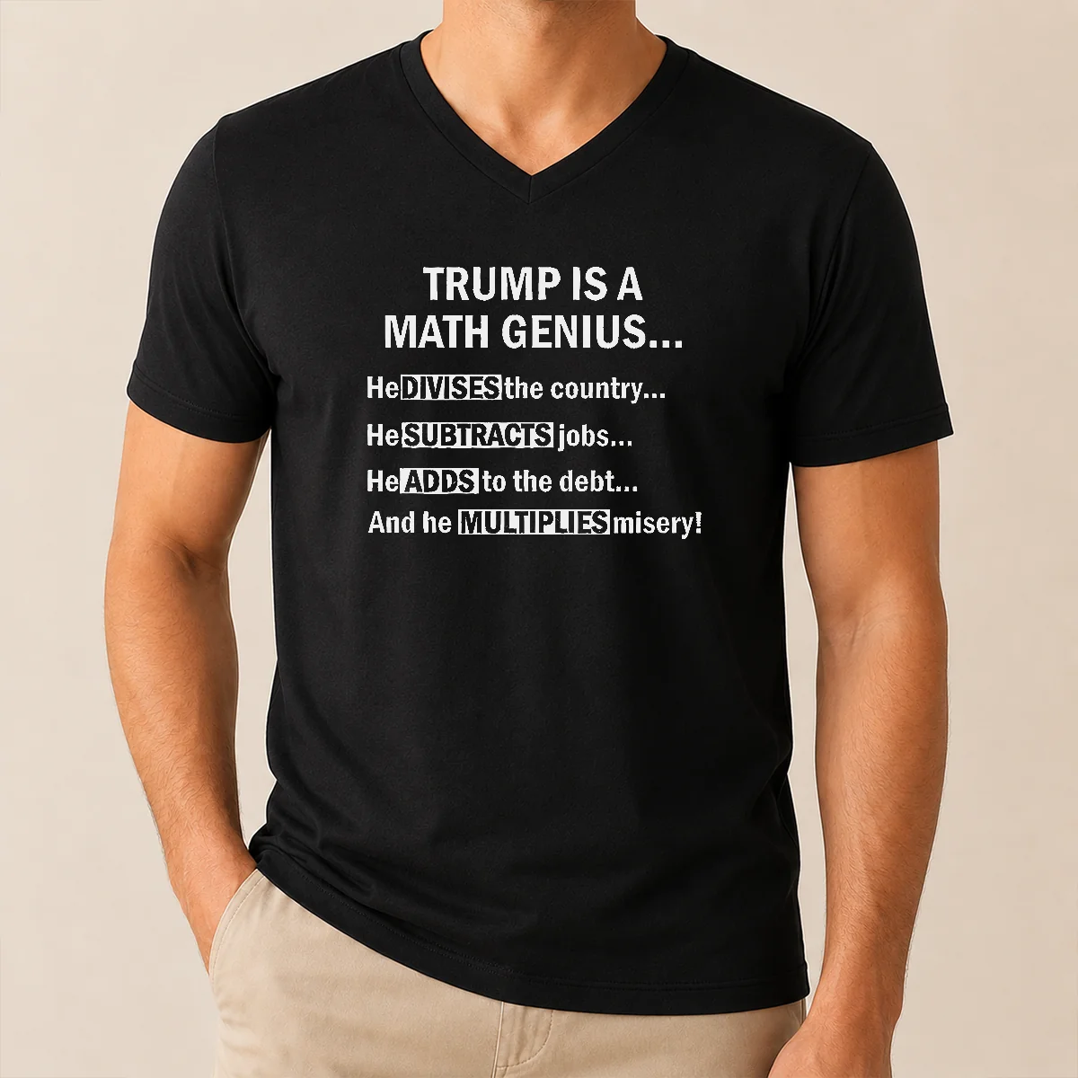 Top Trump Is A Math Genius V-Neck Shirt Top Trump Is A Math Genius V-Neck Shirt