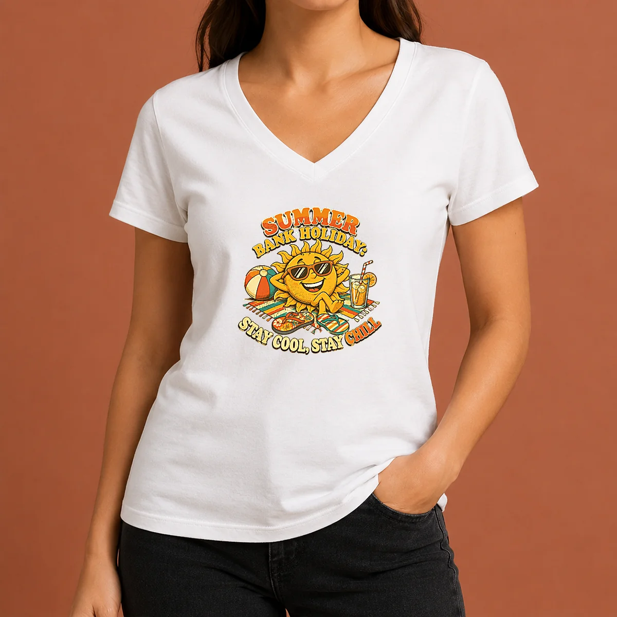 Awesome Pretty Summer Bank Holiday Vintage V-Neck Shirt Awesome Pretty Summer Bank Holiday Vintage V-Neck Shirt