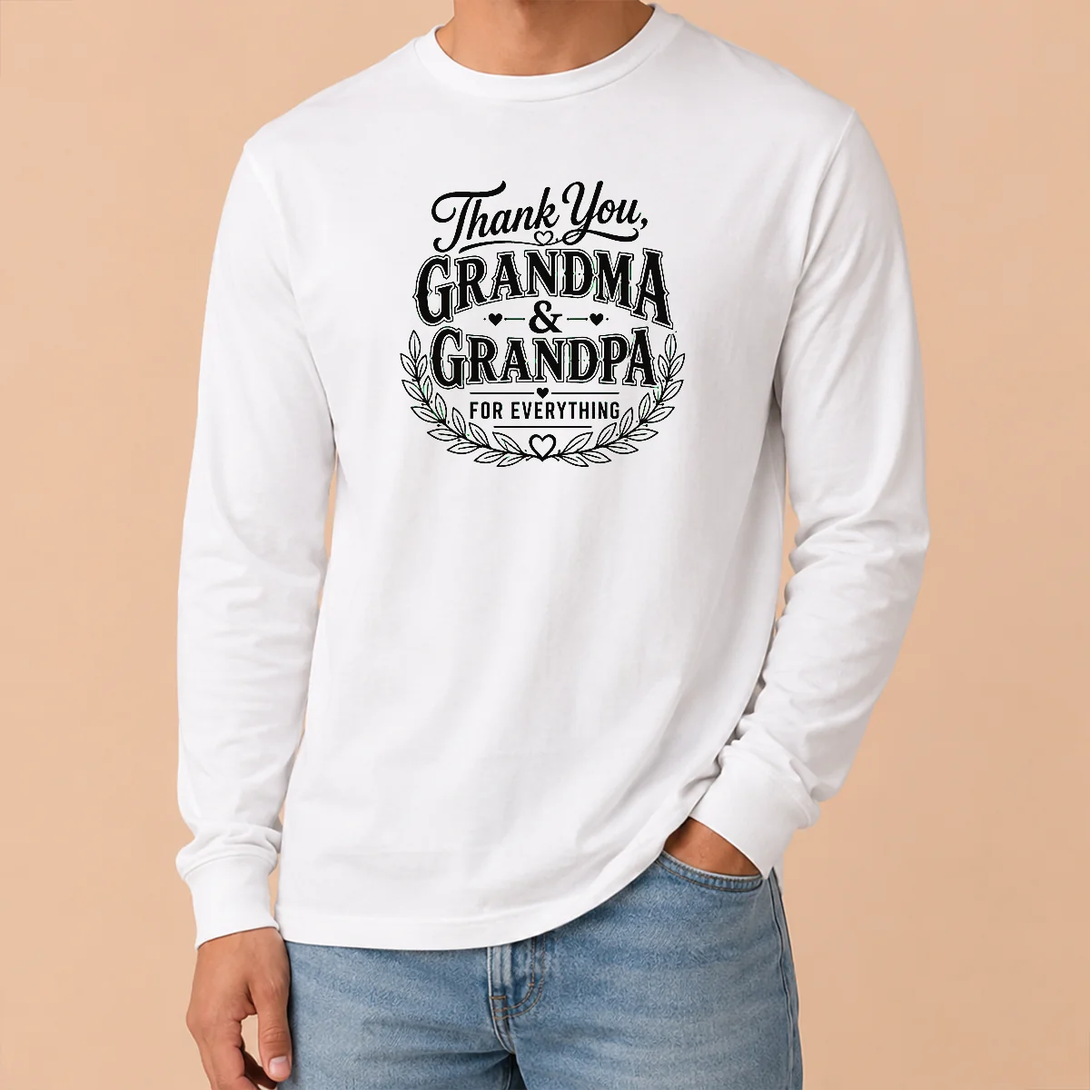 Funny Official Grandparents Day Thank You With Line Art Typography Long Sleeve Shirt Funny Official Grandparents Day Thank You With Line Art Typography Long Sleeve Shirt